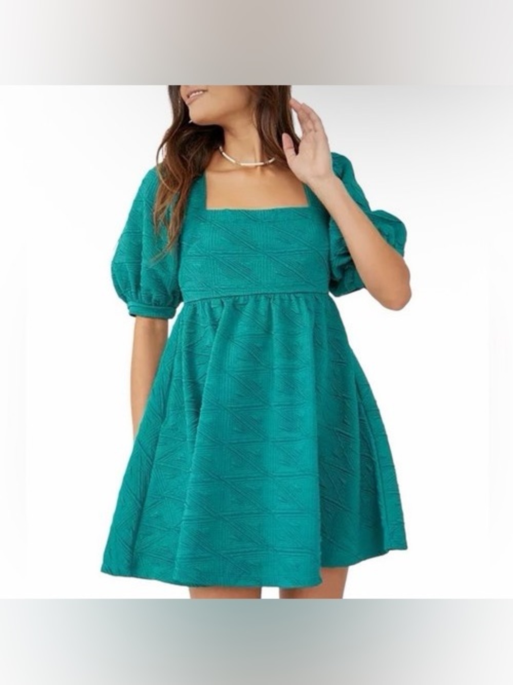 Free People Violet Puff Sleeves Mini Dress in Green Balsam size XS
